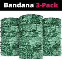 Polynesia Neck Gaiter Hibiscus Hawaiian Tribal Tattoo Retro Green - Polynesian Pride