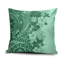Polynesia Pillow Cover Hibiscus Hawaiian Tribal Tattoo Retro Green - Polynesian Pride