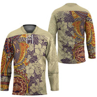 Polynesia Hockey Jersey Hibiscus Hawaiian Tribal Tattoo Retro Tan LT9 - Polynesian Pride