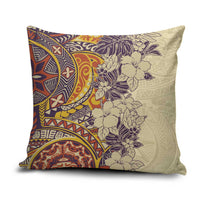 Polynesia Pillow Cover Hibiscus Hawaiian Tribal Tattoo Retro Tan - Polynesian Pride