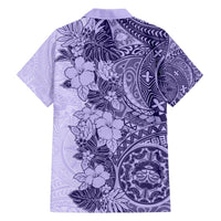 Polynesia Hawaiian Shirt Hibiscus and Hawaiian Tribal Tattoo Retro Style Violet Color LT9 - Polynesian Pride