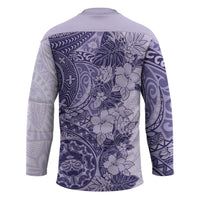 Polynesia Hockey Jersey Hibiscus Hawaiian Tribal Tattoo Retro Violet LT9 - Polynesian Pride