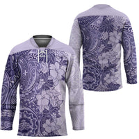 Polynesia Hockey Jersey Hibiscus Hawaiian Tribal Tattoo Retro Violet LT9 - Polynesian Pride