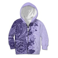 Polynesia Kid Hoodie Hibiscus and Hawaiian Tribal Tattoo Retro Style Violet Color LT9 Zip Hoodie Violet - Polynesian Pride