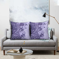 Polynesia Pillow Cover Hibiscus Hawaiian Tribal Tattoo Retro Violet - Polynesian Pride