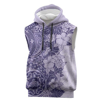 Polynesia Sleeveless Hoodie Hibiscus Hawaiian Tribal Tattoo Retro Violet - Polynesian Pride