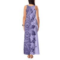 Polynesia Tank Maxi Dress Hibiscus and Hawaiian Tribal Tattoo Retro Style Violet Color LT9 - Polynesian Pride