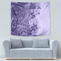 Polynesia Tapestry Hibiscus and Hawaiian Tribal Tattoo Retro Style Violet Color LT9 - Polynesian Pride