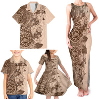 Polynesia Family Matching Tank Maxi Dress and Hawaiian Shirt Hibiscus and Hawaiian Tribal Tattoo Retro Style Pink Pastel LT9 - Polynesian Pride