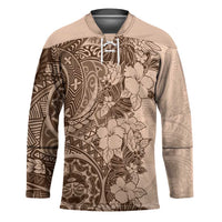 Polynesia Hockey Jersey Hibiscus Hawaiian Tribal Tattoo Retro Pink Pastel LT9 Unisex Pink Pastel - Polynesian Pride