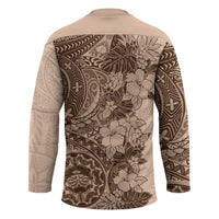Polynesia Hockey Jersey Hibiscus Hawaiian Tribal Tattoo Retro Pink Pastel LT9 - Polynesian Pride