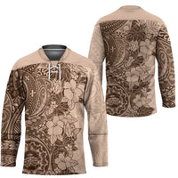Polynesia Hockey Jersey Hibiscus Hawaiian Tribal Tattoo Retro Pink Pastel LT9 - Polynesian Pride