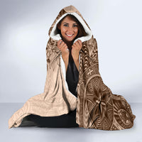 Polynesia Hooded Blanket Hibiscus and Hawaiian Tribal Tattoo Retro Style Pink Pastel LT9 - Polynesian Pride
