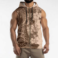 Polynesia Sleeveless Zip Hoodie Hibiscus Hawaiian Tribal Tattoo Retro Pink Pastel LT9 - Polynesian Pride