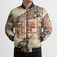 Hawaii Beige Version Bomber Puffer Jacket Aloha Tribal Pattern LT9 - Polynesian Pride
