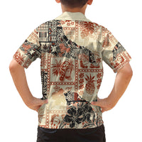 Hawaii Kid Hawaiian Shirt Aloha Tribal Pattern Beige Version LT9 - Polynesian Pride