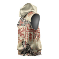 Hawaii Beige Version Sleeveless Hoodie Aloha Tribal Pattern LT9 - Polynesian Pride