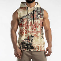 Hawaii Beige Version Sleeveless Hoodie Aloha Tribal Pattern LT9 - Polynesian Pride