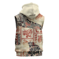 Hawaii Beige Version Sleeveless Zip Hoodie Aloha Tribal Pattern LT9 - Polynesian Pride