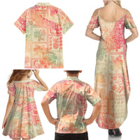 Hawaii Family Matching Summer Maxi Dress and Hawaiian Shirt Aloha Tribal Pattern Sweat Pink Ombre LT9 - Polynesian Pride