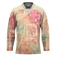 Hawaii Sweat Pink Ombre Hockey Jersey Aloha Tribal Pattern LT9 Unisex Pink - Polynesian Pride