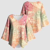 Hawaii Sweat Pink Ombre Kimono Sleeve Blouse Aloha Tribal Pattern LT9 - Polynesian Pride