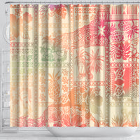 Hawaii Shower Curtain Aloha Tribal Pattern Sweat Pink Ombre LT9 - Polynesian Pride