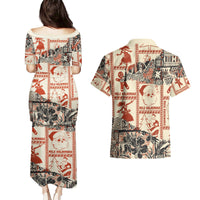 Aloha Hawaii Christmas Couples Matching Puletasi Dress and Hawaiian Shirt Mele Kalikimaka Tapa Tribal Retro Style LT9 - Polynesian Pride