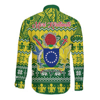 Cook Islands Christmas Long Sleeve Button Shirt Santa Beach Meri Kiritimiti LT9 - Polynesian Pride