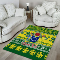 Personalised Cook Islands Christmas Area Rug Santa Beach Meri Kiritimiti LT9 - Polynesian Pride