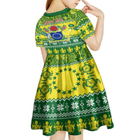 Personalised Cook Islands Christmas Kid Short Sleeve Dress Santa Beach Meri Kiritimiti LT9 - Polynesian Pride