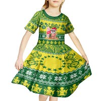 Personalised Cook Islands Christmas Kid Short Sleeve Dress Santa Beach Meri Kiritimiti LT9 - Polynesian Pride
