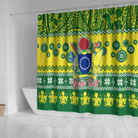 Personalised Cook Islands Christmas Shower Curtain Santa Beach Meri Kiritimiti LT9 - Polynesian Pride