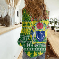 Personalised Cook Islands Christmas Women Casual Shirt Santa Beach Meri Kiritimiti LT9 - Polynesian Pride