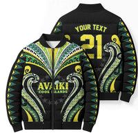 Custom Rugby Cook Islands Avaiki Bomber Puffer Jacket Black Kuki Airani Tribal Maori Inspired - Polynesian Pride