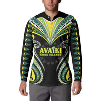 Custom Rugby Cook Islands Avaiki Button Sweatshirt Black Kuki Airani Tribal Maori Inspired - Polynesian Pride