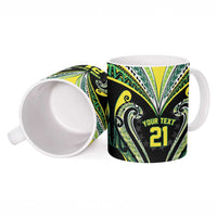 Custom Rugby Cook Islands Avaiki Ceramic Mug Black Kuki Airani Tribal Maori Inspired - Polynesian Pride