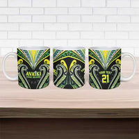 Custom Rugby Cook Islands Avaiki Ceramic Mug Black Kuki Airani Tribal Maori Inspired - Polynesian Pride