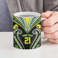 Custom Rugby Cook Islands Avaiki Ceramic Mug Black Kuki Airani Tribal Maori Inspired - Polynesian Pride