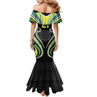 Custom Rugby Cook Islands Avaiki Family Matching Mermaid Dress and Hawaiian Shirt Black Kuki Airani Tribal Maori Inspired - Polynesian Pride