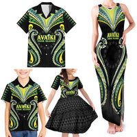 Custom Rugby Cook Islands Avaiki Family Matching Tank Maxi Dress and Hawaiian Shirt Black Kuki Airani Tribal Maori Inspired - Polynesian Pride