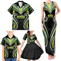 Custom Rugby Cook Islands Avaiki Family Matching Tank Maxi Dress and Hawaiian Shirt Black Kuki Airani Tribal Maori Inspired - Polynesian Pride