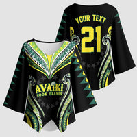 Custom Rugby Cook Islands Avaiki Kimono Sleeve Blouse Black Kuki Airani Tribal Maori Inspired - Polynesian Pride