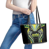 Rugby Cook Islands Avaiki Leather Tote Bag Black Kuki Airani Tribal Maori Inspired - Polynesian Pride