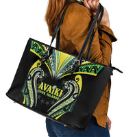 Rugby Cook Islands Avaiki Leather Tote Bag Black Kuki Airani Tribal Maori Inspired - Polynesian Pride