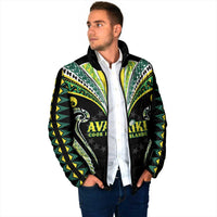 Custom Rugby Cook Islands Avaiki Padded Jacket Black Kuki Airani Tribal Maori Inspired - Polynesian Pride