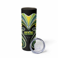 Custom Rugby Cook Islands Avaiki Skinny Tumbler Black Kuki Airani Tribal Maori Inspired - Polynesian Pride