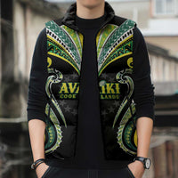 Custom Rugby Cook Islands Avaiki Sleeveless Puffer Jacket Black Kuki Airani Tribal Maori Inspired - Polynesian Pride