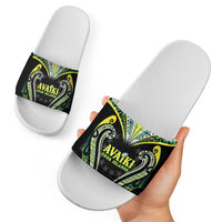 Rugby Cook Islands Avaiki Slide Sandals Black Kuki Airani Tribal Maori Inspired - Polynesian Pride