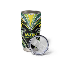 Custom Rugby Cook Islands Avaiki Tumbler Cup Black Kuki Airani Tribal Maori Inspired - Polynesian Pride